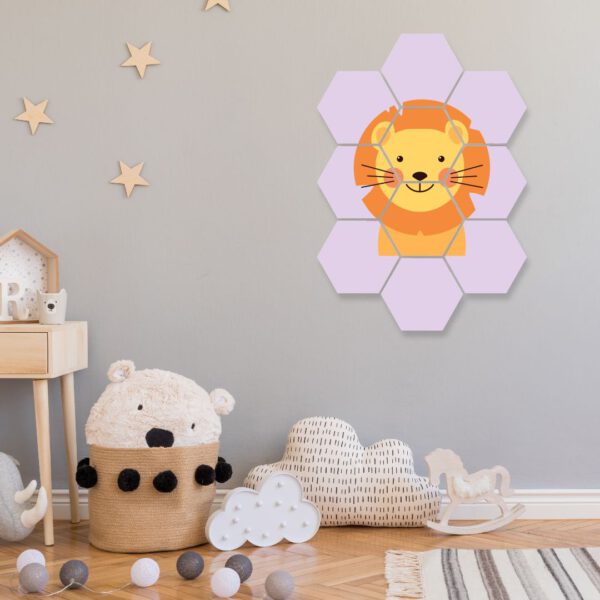 wanddecoratie leeuw hexagon foto kinderkamer